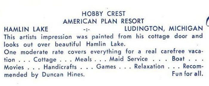 Hobby Crest Resort - Vintage Postcard (newer photo)